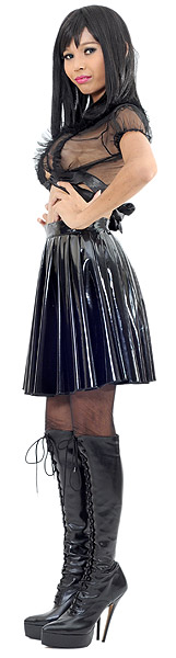 eva pvc long pleated skirt 2